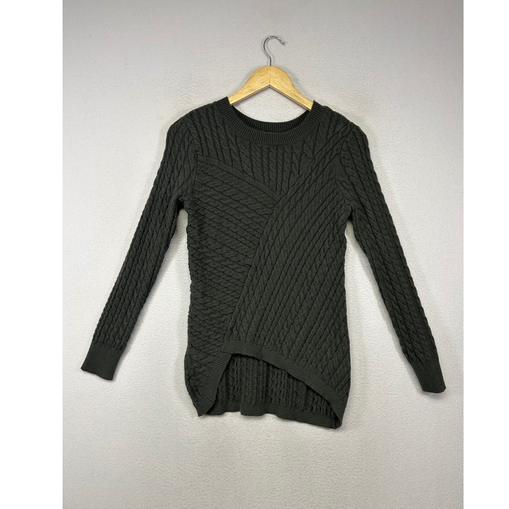 Dark Academia Evolution by Cyrus‎ Womens XS Gray Cable Knit High Low Sweater